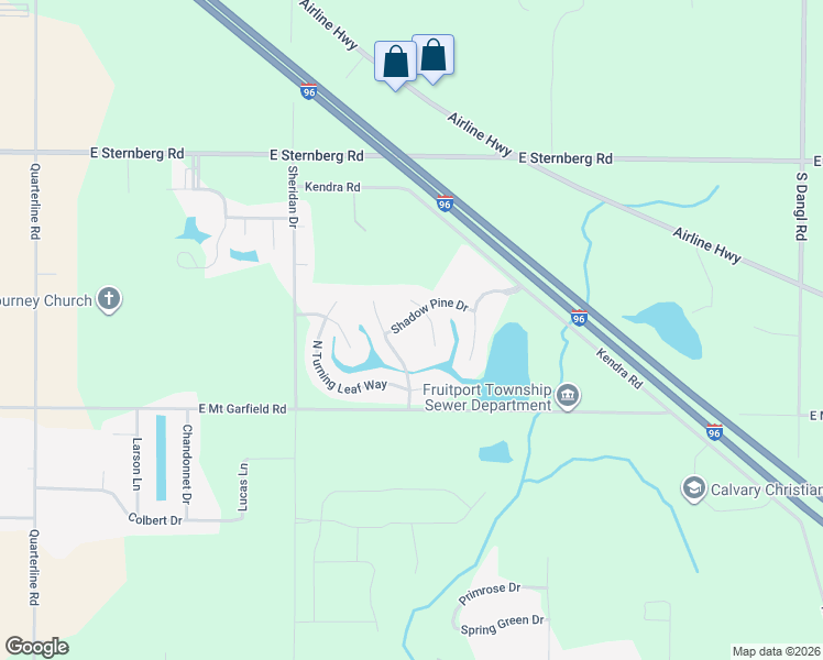 map of restaurants, bars, coffee shops, grocery stores, and more near 2585 Shadow Pine Drive in Fruitport Charter Township
