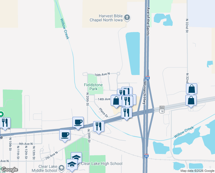 map of restaurants, bars, coffee shops, grocery stores, and more near 1417 N 23rd St in Clear Lake