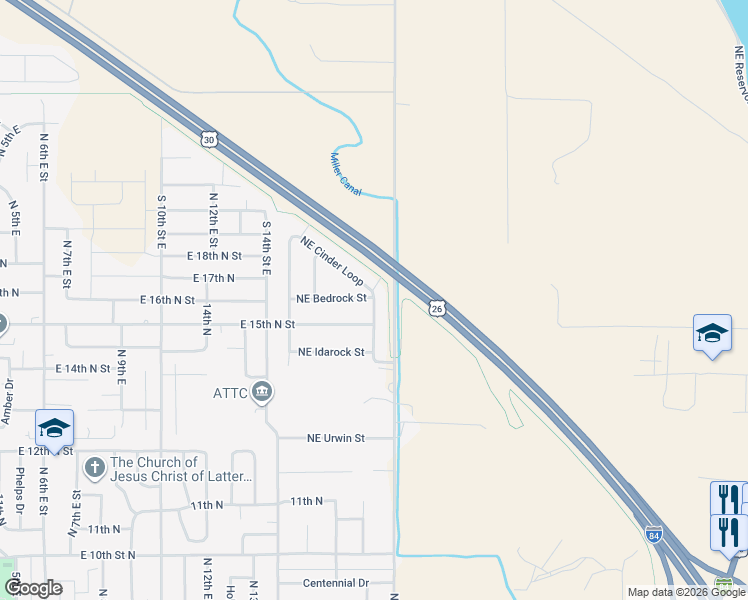 map of restaurants, bars, coffee shops, grocery stores, and more near 1730 Northeast Cinder Loop in Mountain Home