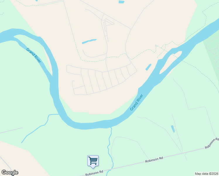 map of restaurants, bars, coffee shops, grocery stores, and more near Blue Circle Trail in Brantford