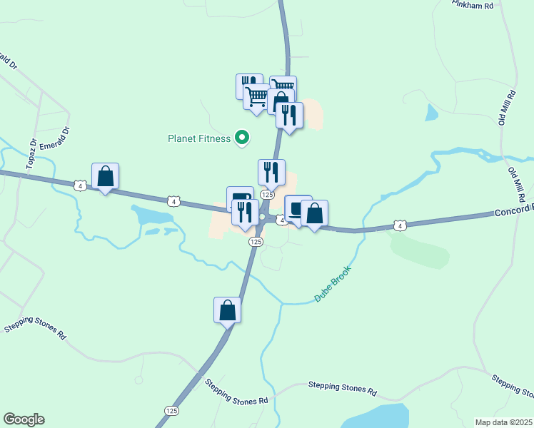 map of restaurants, bars, coffee shops, grocery stores, and more near Lee Traffic Circle in Lee