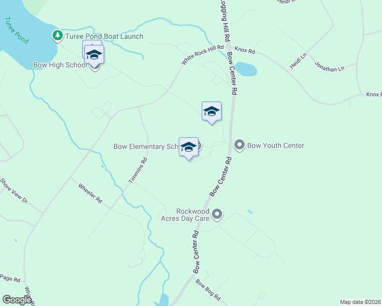 map of restaurants, bars, coffee shops, grocery stores, and more near 22 Bow Center Road in Bow