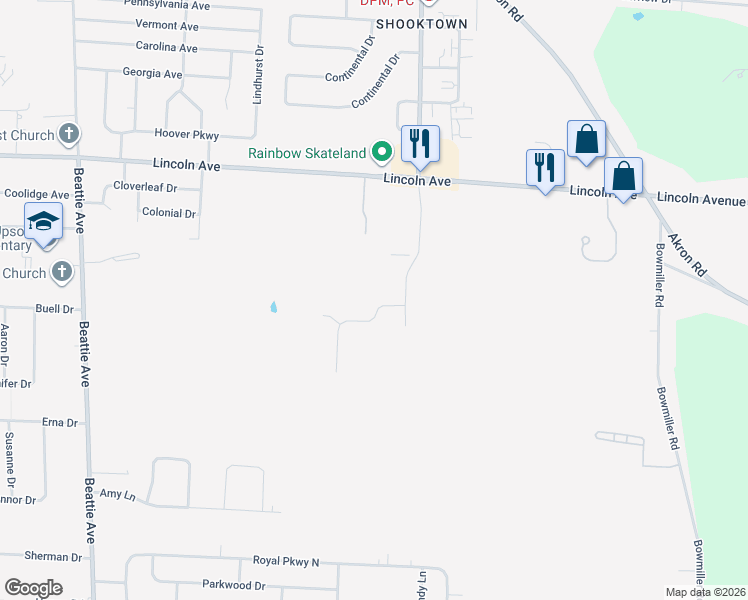 map of restaurants, bars, coffee shops, grocery stores, and more near 6885 Lockhaven Drive in Lockport