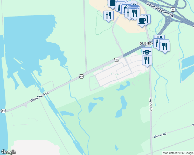 map of restaurants, bars, coffee shops, grocery stores, and more near 193 Wright Crescent in Niagara-on-the-Lake