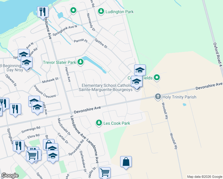 map of restaurants, bars, coffee shops, grocery stores, and more near 140 Cardinal Drive in Woodstock