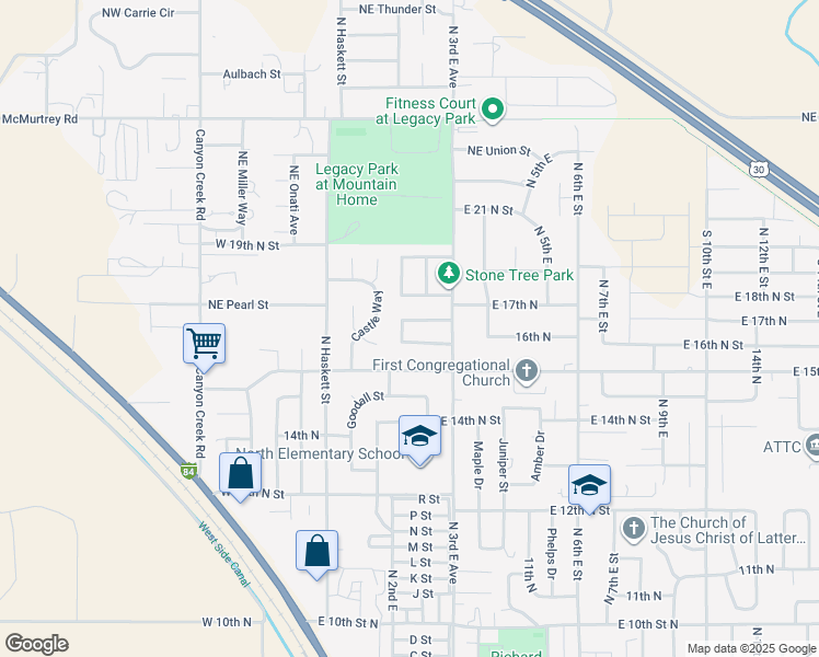 map of restaurants, bars, coffee shops, grocery stores, and more near 235 War Eagle Drive in Mountain Home