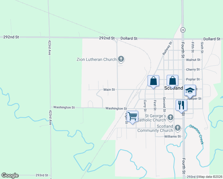 map of restaurants, bars, coffee shops, grocery stores, and more near 1005 Main Street in Scotland