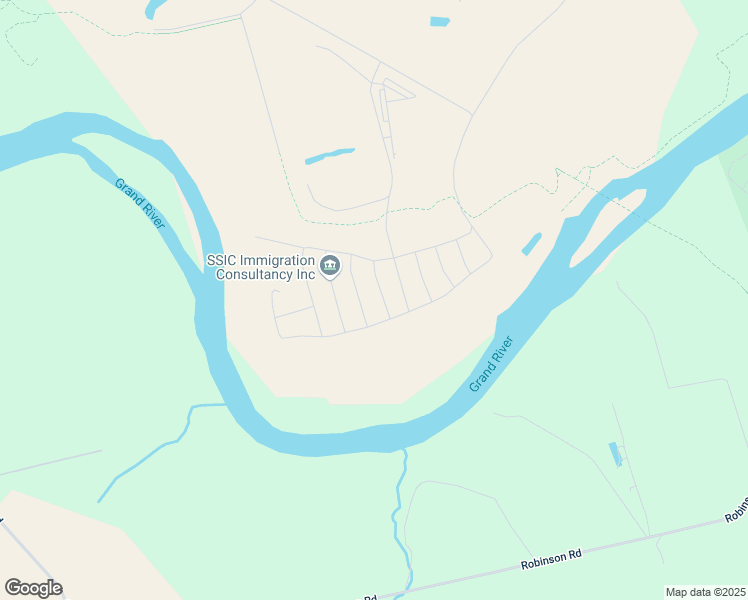 map of restaurants, bars, coffee shops, grocery stores, and more near Blue Circle Trail in Brantford