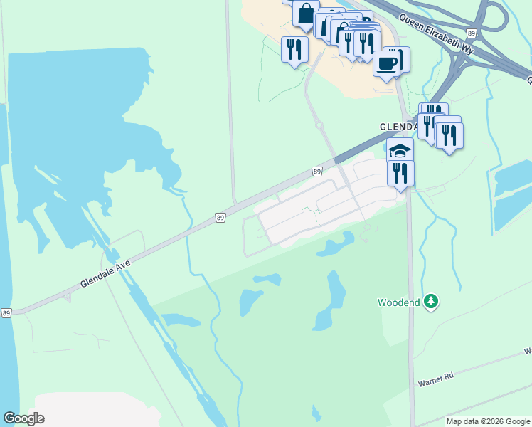 map of restaurants, bars, coffee shops, grocery stores, and more near 185 Wright Crescent in Niagara-on-the-Lake