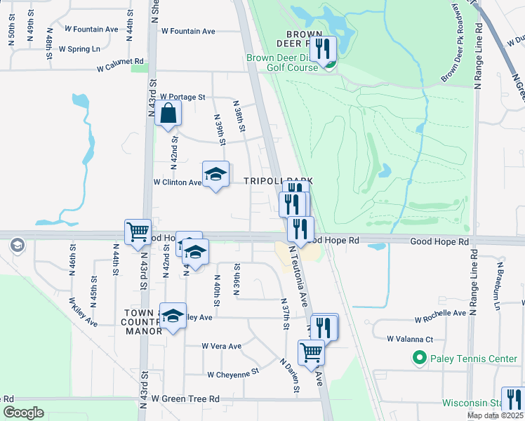 map of restaurants, bars, coffee shops, grocery stores, and more near in Milwaukee