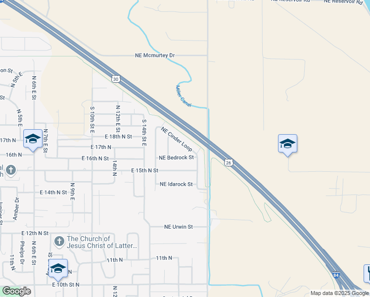 map of restaurants, bars, coffee shops, grocery stores, and more near 1685 Northeast Cinder Loop in Mountain Home