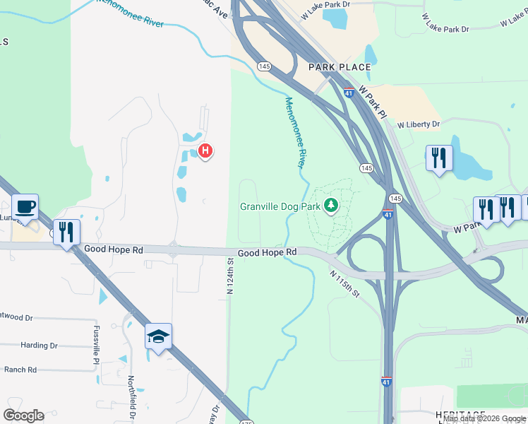 map of restaurants, bars, coffee shops, grocery stores, and more near 7318 North Cassie Avenue in Milwaukee