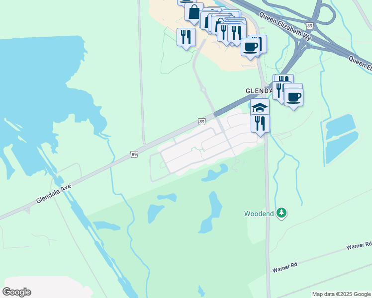 map of restaurants, bars, coffee shops, grocery stores, and more near 158 Wright Crescent in Niagara-on-the-Lake