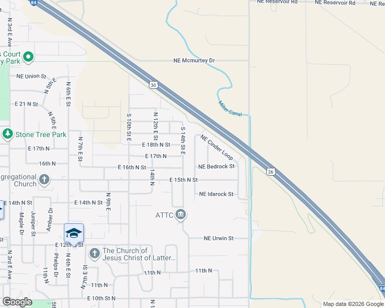 map of restaurants, bars, coffee shops, grocery stores, and more near 1527 Northeast Cinder Loop in Mountain Home