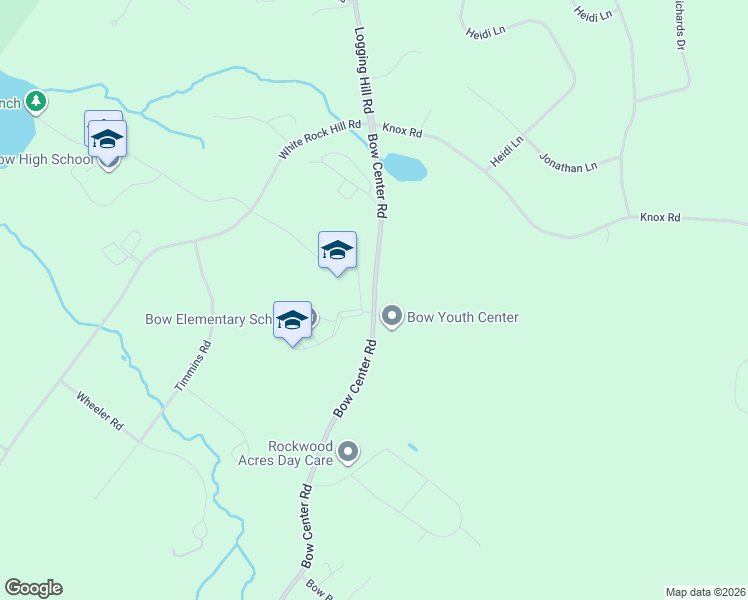map of restaurants, bars, coffee shops, grocery stores, and more near 22 Bow Center Road in Bow