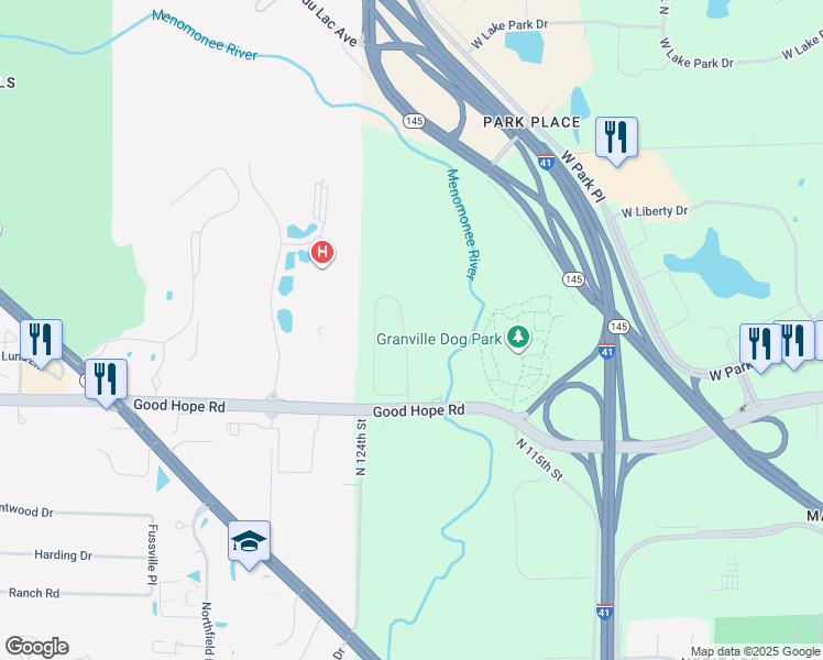 map of restaurants, bars, coffee shops, grocery stores, and more near 7318 North Cassie Avenue in Milwaukee