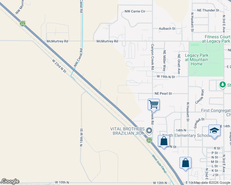 map of restaurants, bars, coffee shops, grocery stores, and more near 1570 Old U.S. 30 in Mountain Home