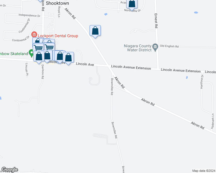 map of restaurants, bars, coffee shops, grocery stores, and more near 5632 Bowmiller Road in Lockport