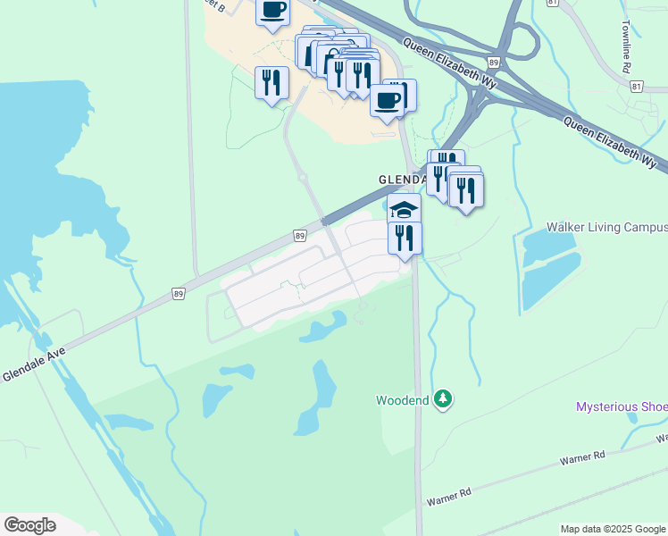 map of restaurants, bars, coffee shops, grocery stores, and more near 101 Young Crescent in Niagara-on-the-Lake