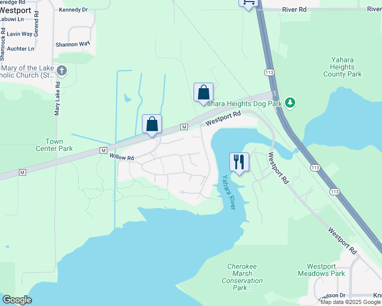 map of restaurants, bars, coffee shops, grocery stores, and more near 5300-5346 Westshire Circle in Waunakee