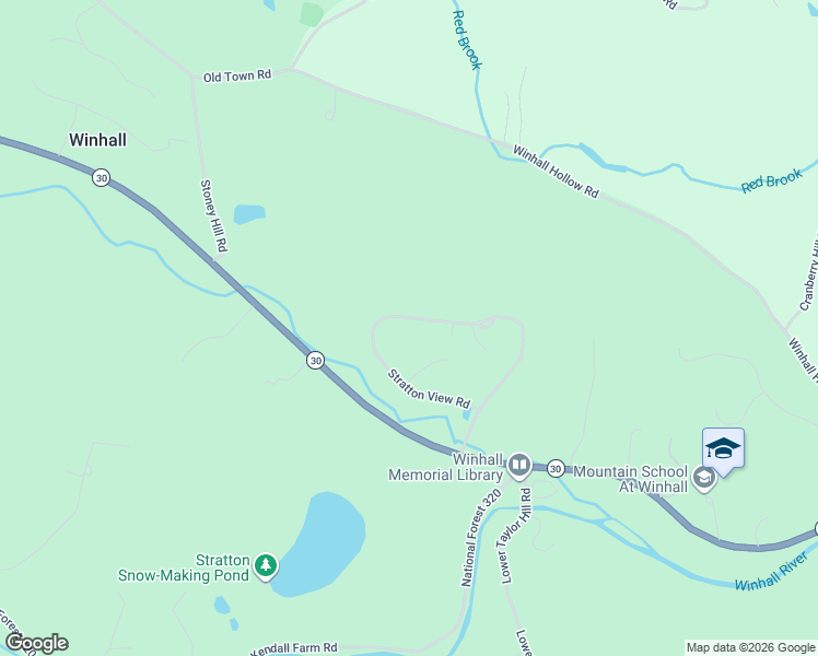 map of restaurants, bars, coffee shops, grocery stores, and more near 53 Stratton View Road in Winhall