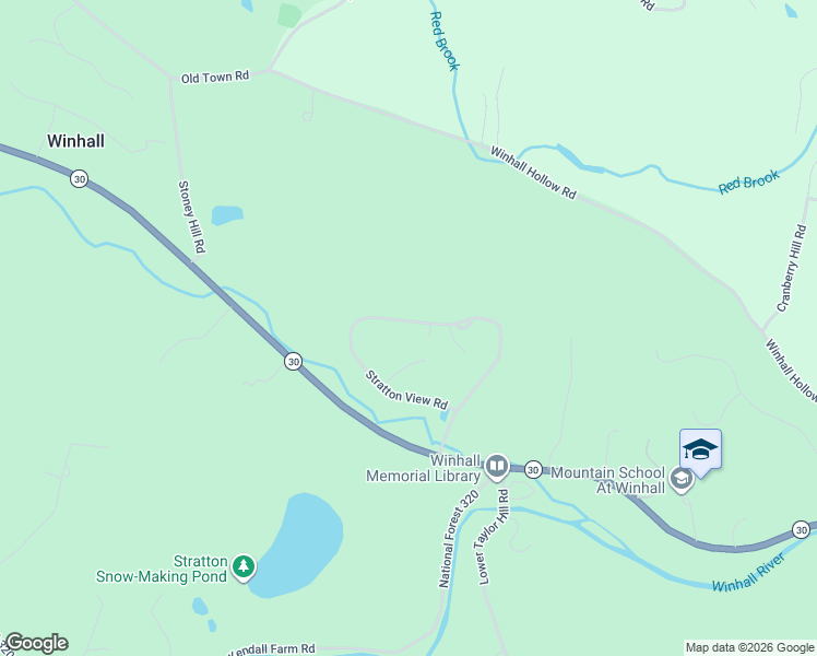 map of restaurants, bars, coffee shops, grocery stores, and more near 50 Stratton View Road in Winhall