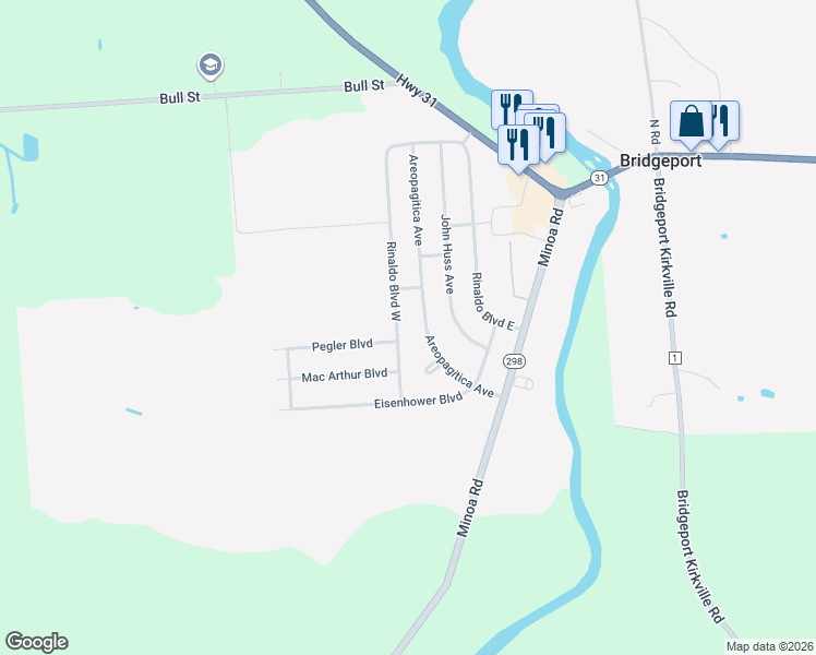 map of restaurants, bars, coffee shops, grocery stores, and more near 7852 Rinaldo Boulevard West in Bridgeport