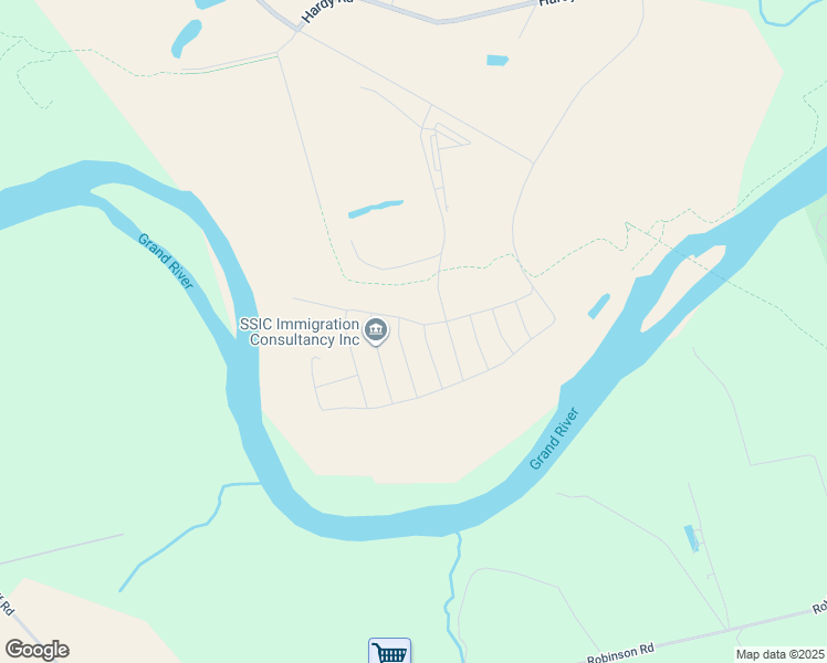 map of restaurants, bars, coffee shops, grocery stores, and more near Blue Circle Trail in Brantford