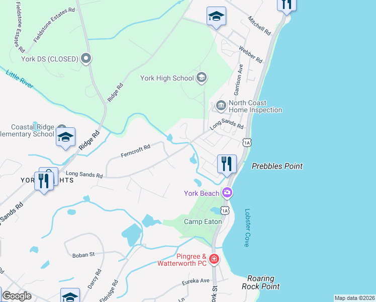 map of restaurants, bars, coffee shops, grocery stores, and more near 2 Surf Avenue in York