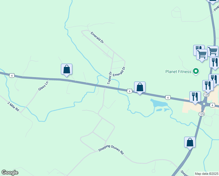 map of restaurants, bars, coffee shops, grocery stores, and more near 47 Old Concord Turnpike in Barrington