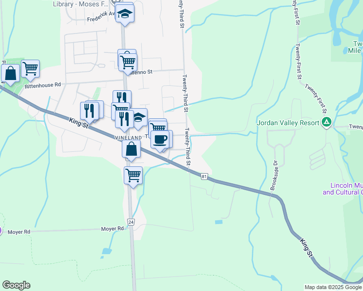 map of restaurants, bars, coffee shops, grocery stores, and more near 3309 Vine Street in Lincoln