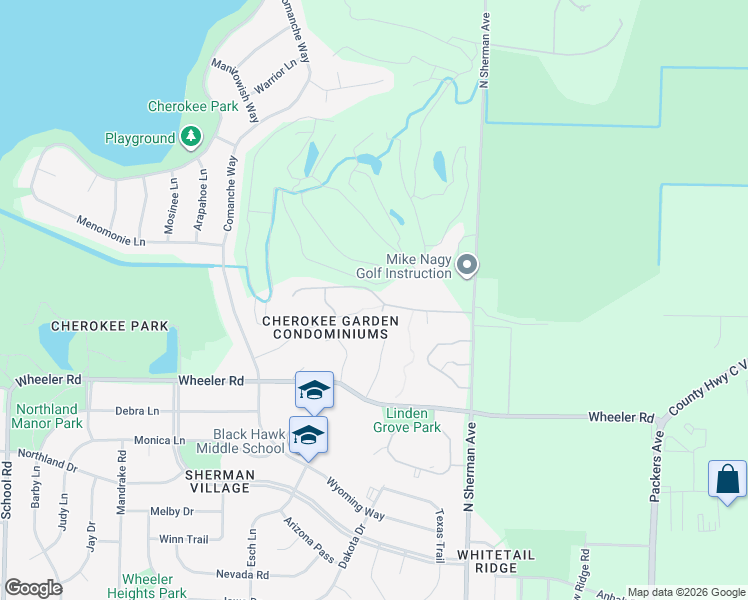 map of restaurants, bars, coffee shops, grocery stores, and more near 86 Golf Parkway in Madison