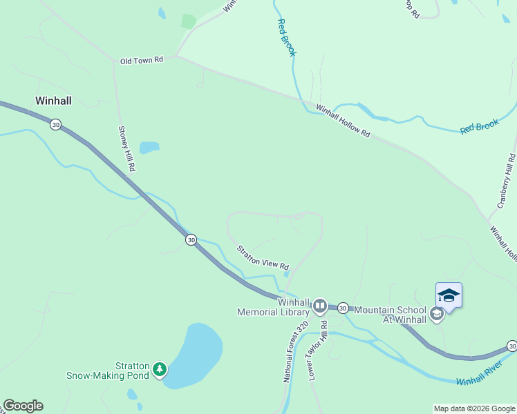 map of restaurants, bars, coffee shops, grocery stores, and more near 50 Stratton View Road in Winhall