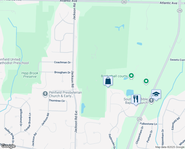 map of restaurants, bars, coffee shops, grocery stores, and more near 14526 Elkhorn Creek in Penfield