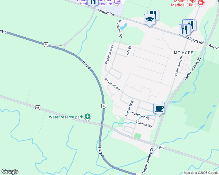 map of restaurants, bars, coffee shops, grocery stores, and more near 248 Rosebury Way in Hamilton