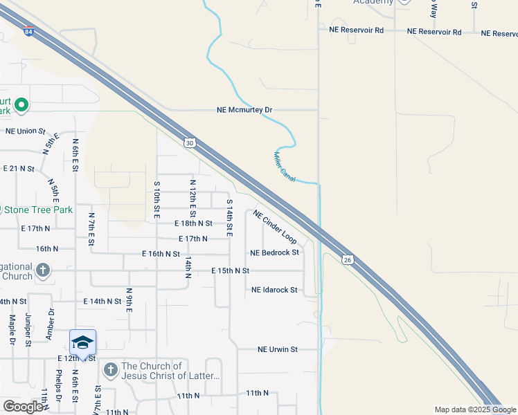 map of restaurants, bars, coffee shops, grocery stores, and more near 1550 Northeast Cinder Loop in Mountain Home