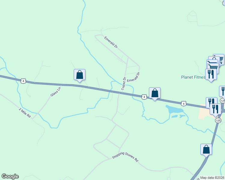 map of restaurants, bars, coffee shops, grocery stores, and more near 66 Old Concord Turnpike in Barrington