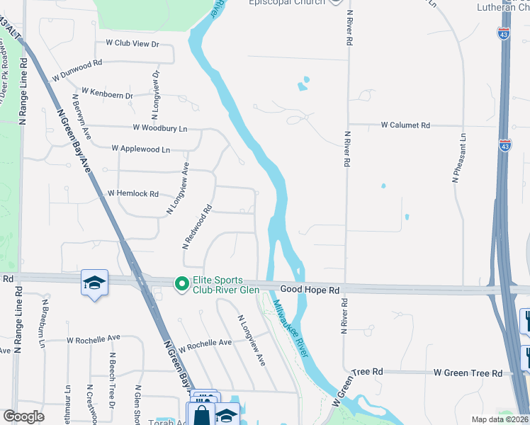 map of restaurants, bars, coffee shops, grocery stores, and more near 7320 North Pierron Road in Glendale