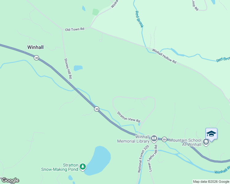 map of restaurants, bars, coffee shops, grocery stores, and more near 53 Stratton View Road in Winhall