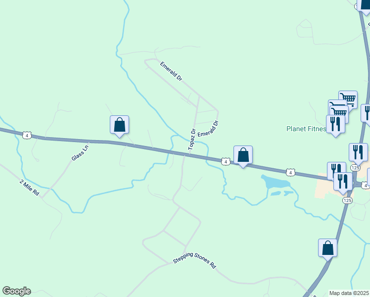 map of restaurants, bars, coffee shops, grocery stores, and more near 466 Emerald Drive in Barrington