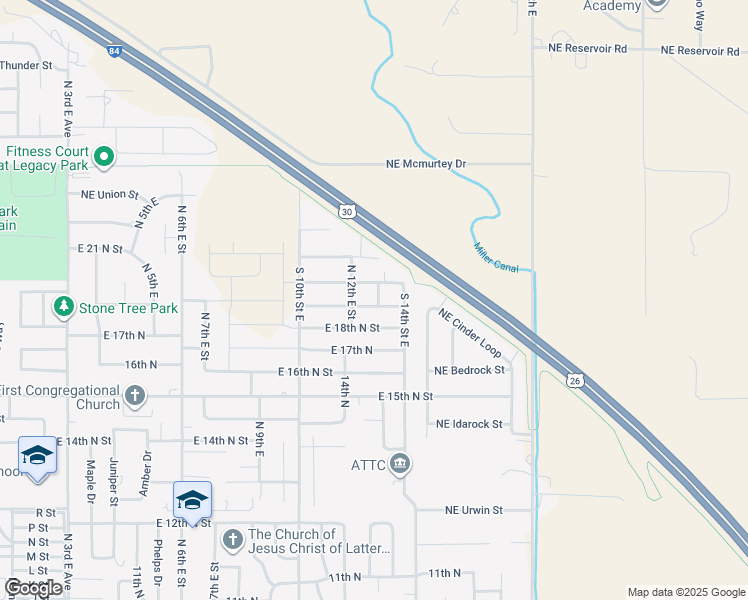 map of restaurants, bars, coffee shops, grocery stores, and more near 1296 Northeast Rockridge Street in Mountain Home
