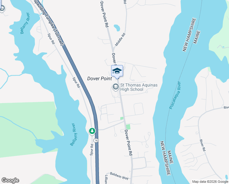 map of restaurants, bars, coffee shops, grocery stores, and more near 197 Dover Point Road in Dover