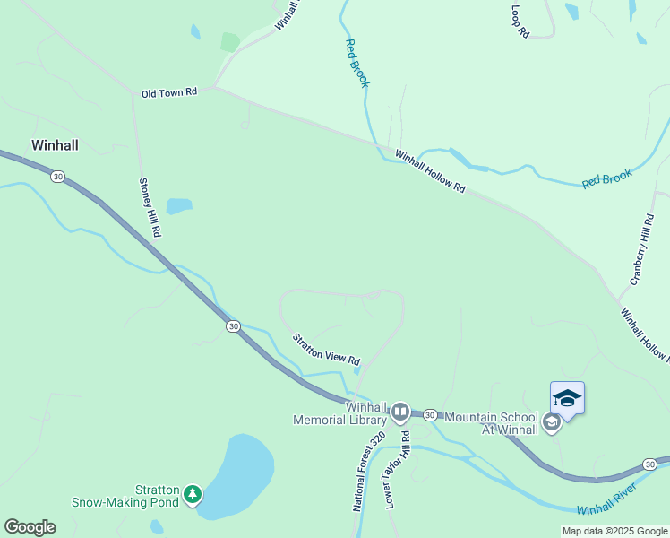 map of restaurants, bars, coffee shops, grocery stores, and more near 48 Stratton View Road in Winhall