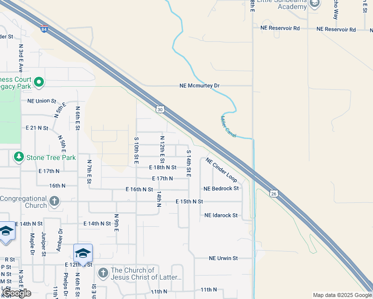 map of restaurants, bars, coffee shops, grocery stores, and more near 1698 Northeast Rockridge Street in Mountain Home