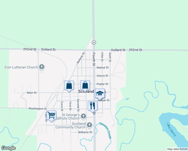 map of restaurants, bars, coffee shops, grocery stores, and more near 399 Fourth St in Scotland
