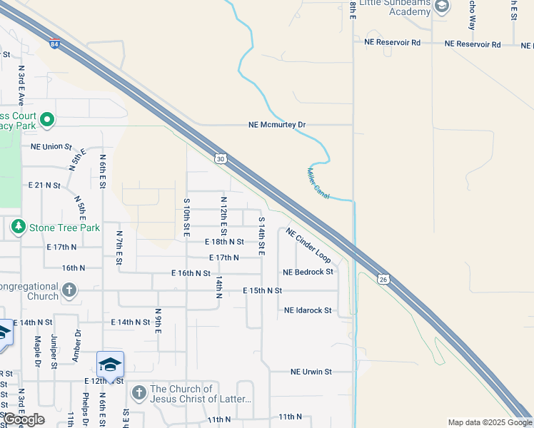 map of restaurants, bars, coffee shops, grocery stores, and more near 1698 Northeast Rockridge Street in Mountain Home