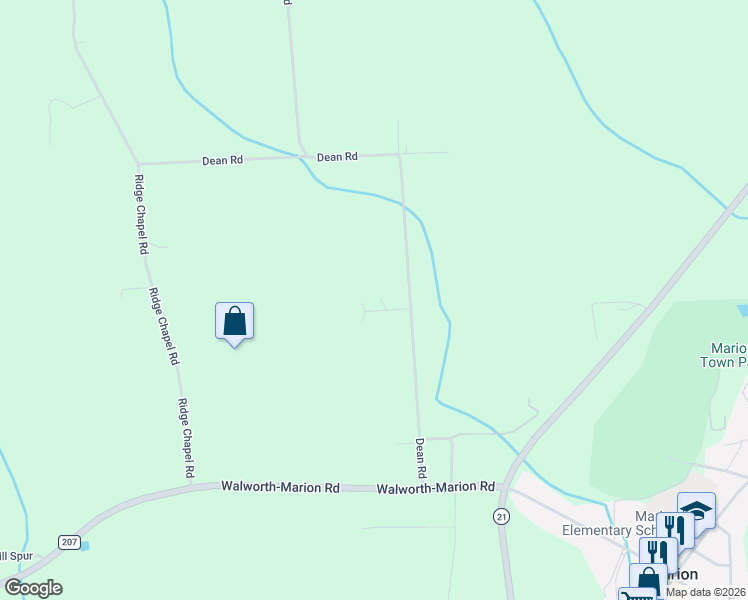 map of restaurants, bars, coffee shops, grocery stores, and more near 3997 Dean Road in Marion
