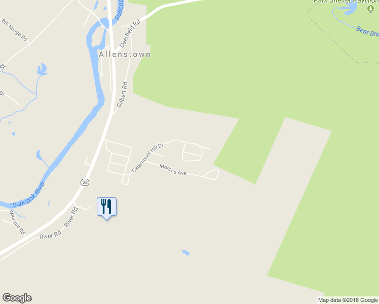 map of restaurants, bars, coffee shops, grocery stores, and more near 8 Bush Avenue in Allenstown