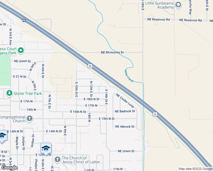 map of restaurants, bars, coffee shops, grocery stores, and more near 1698 Northeast Rockridge Street in Mountain Home