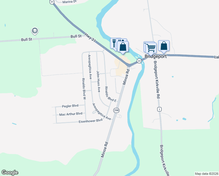 map of restaurants, bars, coffee shops, grocery stores, and more near 7880 Rinaldo Boulevard North in Bridgeport